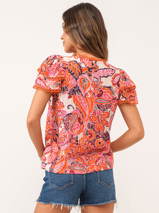 Dear John Ryzer Top - Blissful Paisley Orange