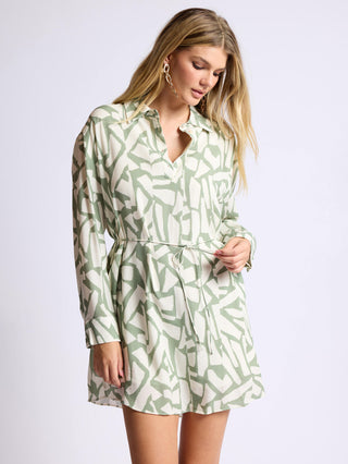 Al Fresco Shirt Dress - Sage/Cream