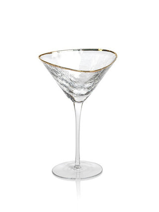 triangular gold rimmed gilded martini glass