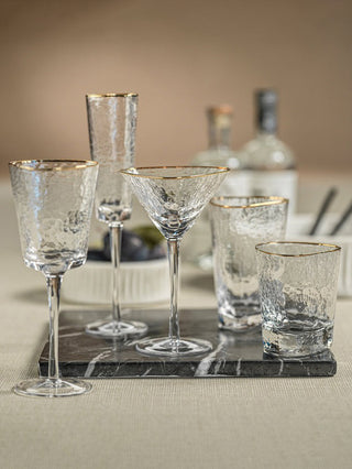 Aperitivo Triangular Martini Glass with Gold Rim