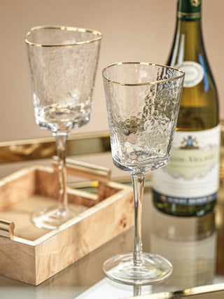 Aperitivo Triangular Wine Glass with Gold Rim