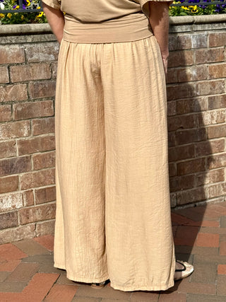 Venetian Drape Tie Front Pant - Light Camel