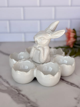 Bunny Egg Dish - White