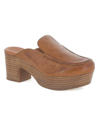 chocolat blu gemm platform clog in rich cognac leather