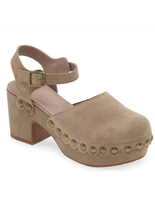 chocolat blu garvey platform sandal in taupe suede with ankle strap 