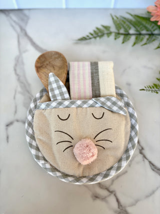 Circle Bunny Pot Holder Set