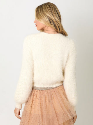 Cloud Puff Crop Cardigan - Ivory