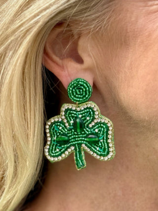 Clover Cascade St. Patricks Day Earrings - Green