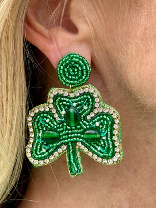 Clover Cascade St. Patricks Day Earrings - Green