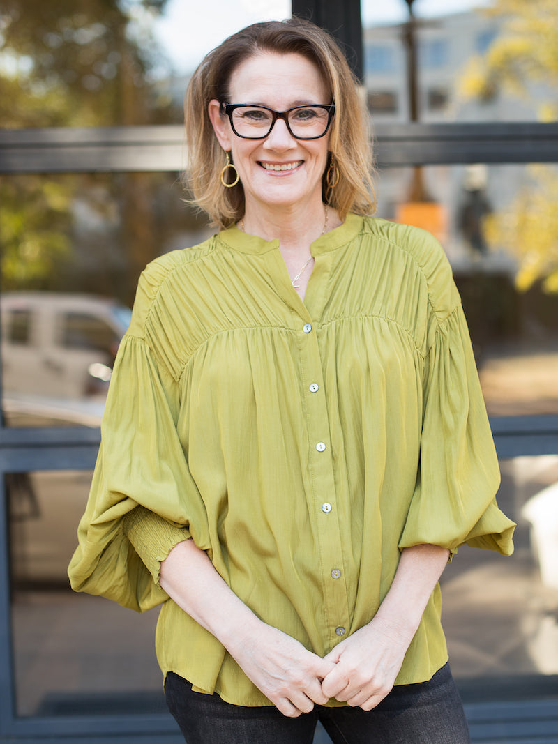 Yellow button cheap up blouse