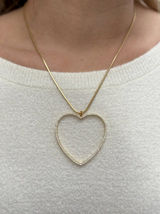 Dazzle Me Heart Necklace - Gold on Gold