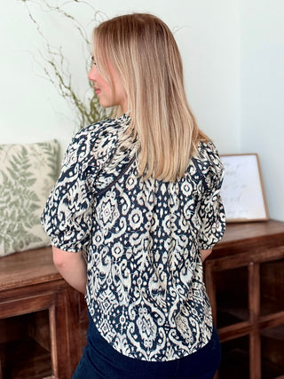 Dear John Costa Top - Navy Paisley