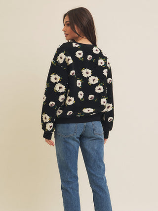 Blossom Breeze Sweater Pullover - Black