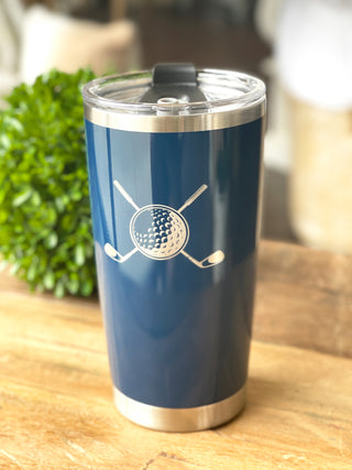 navy etched golf tumbler for fathers day