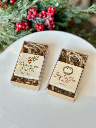 stone holiday ornaments with sweet bible verses