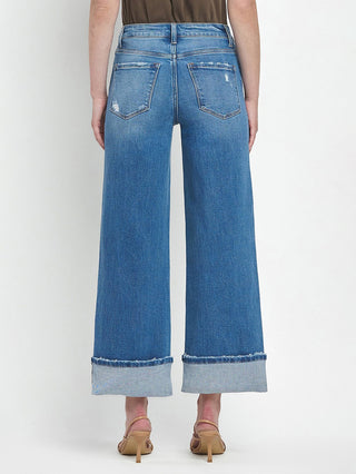 Flying Monkey Cuffed Wide Denim - Moorland