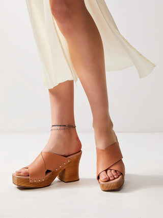 Free People Mallory Criss Cross Sandal - Vachetta Leather