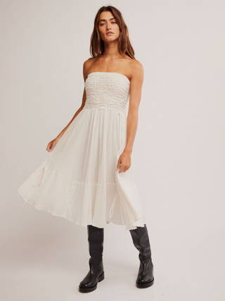 Free People Prairie Convertible Skirt Dress - Whisper White