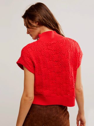 Free People Vickie Mock Neck Sweater - Heart Eyes Red