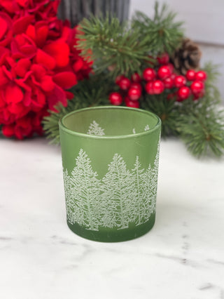 Frosted Forest Glow Candle Holder - Green