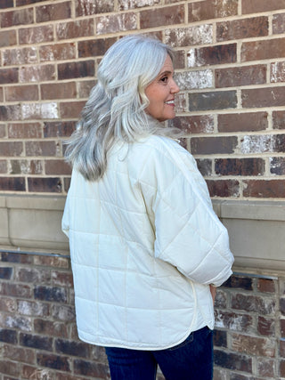 Frosty Square Quilted Puffer Jacket - Ivory