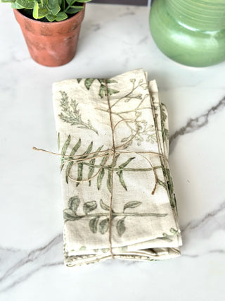 green leaf garden party cotton linen napkins