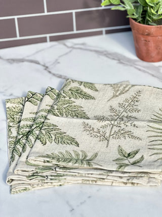 green leaf garden party cotton linen napkins