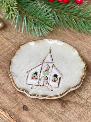 Holly Jolly Christmas Stoneware Trinket Dish