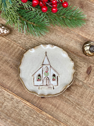 Holly Jolly Christmas Stoneware Trinket Dish