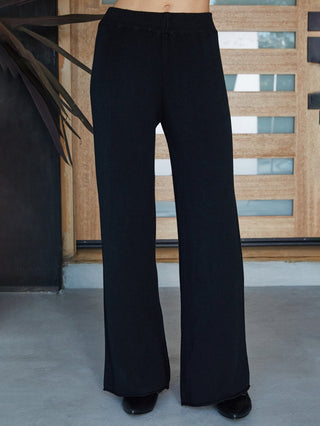 cozy black knit flare pants 