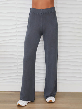 cozy charcoal knit flare pants 