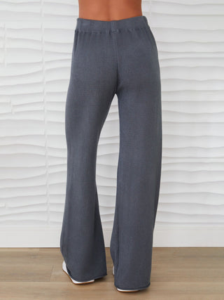 Italian Viscose Knit Flared Pant - Charcoal