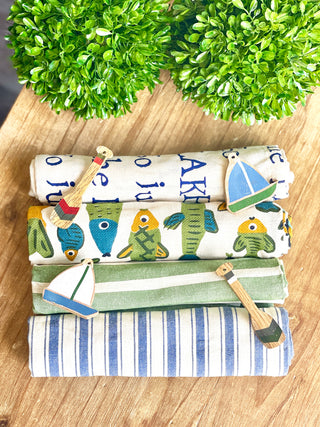 fun and colorful cotton lake tea towels for summer