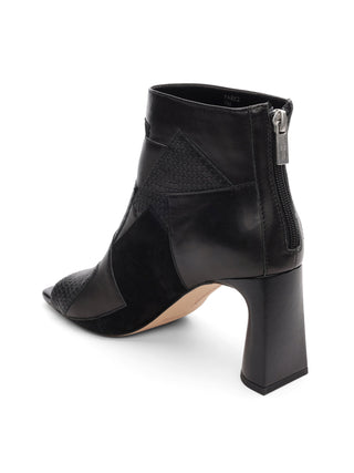 Liverpool Park Bootie Multi Leather Patchwork Open Toe - Black