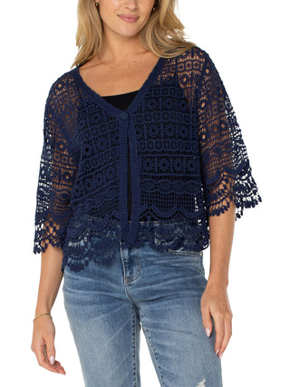 Liverpool Short Sleeve Lace Bolero - Navy