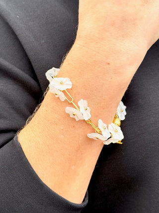 Lotus Leaf Bracelet - Gold/White