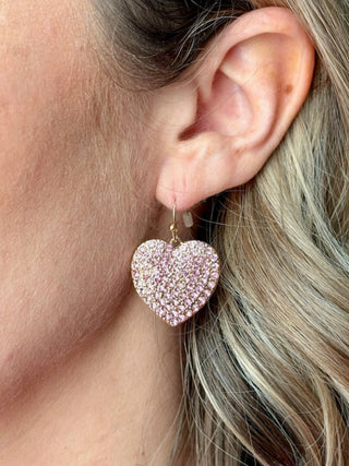 glamorous pink and gold heart earrings