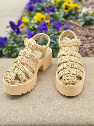 natural tan almond toe platform fisherman sandals