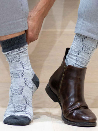 Men's Bulldog Face Socks - Gray