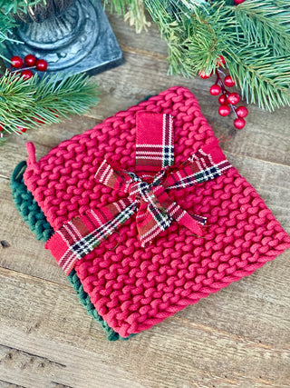 Merry & Bright Crochet Pot Holder Set