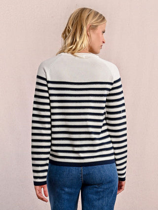 Molly Bracken Striped Knit Sweater - Off White/Navy