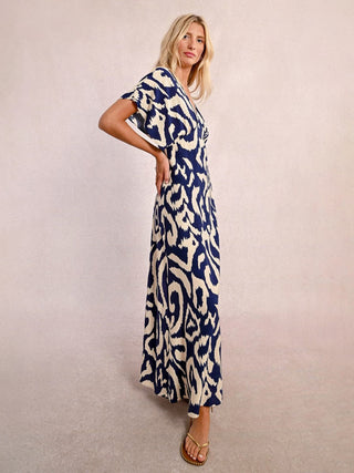 Molly Bracken Woven Maxi Dress - Navy Thais