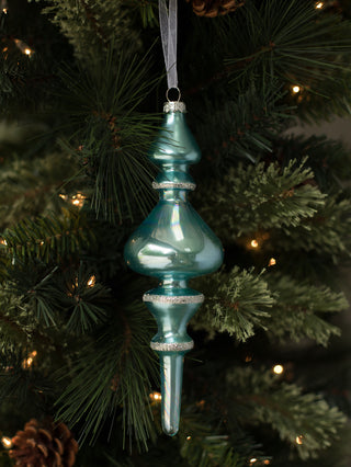 Northern Sky Blue Glass Finial Ornament - Style 1