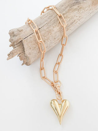 Plump Heart Necklace - Gold