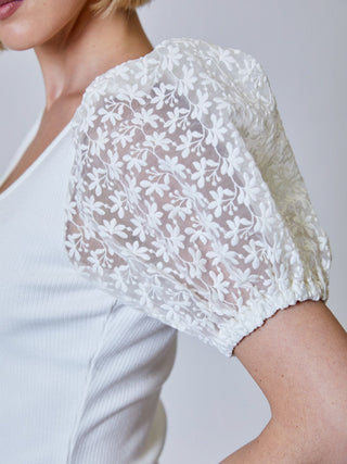 Petal Puffed Short Sleeve Sweater Top