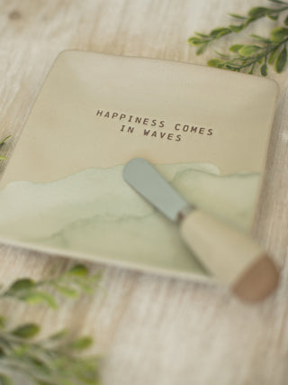 Plate and Spreader Set - Happiness Comes in Waves