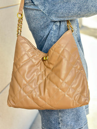 Quilted Luxe Shoulder Bag - Sand