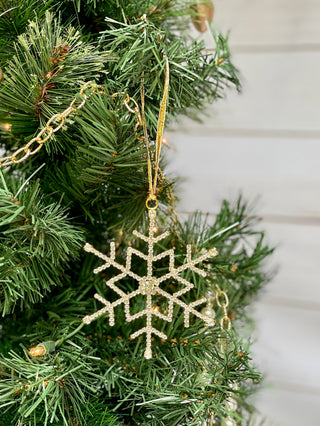 Rhinestone Snowflake Ornament - Gold