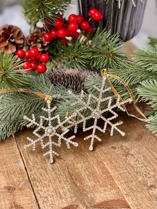 Rhinestone Snowflake Ornament - Gold