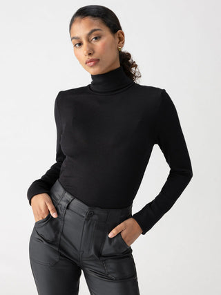 black long sleeve ultra soft ribbed knit shirt